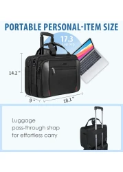 EMPSIGN Rolling Briefcase Laptop Bag173 Computer bag with wheels Water Repellent Travel Roller Underseat Bag with RFID Blocking PocketRolling Work Bags for womenmen Black