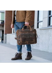 Leather briefcase 16 Inch Laptop Messenger Bags for Men and Women Best Office Briefcase Satchel Bag