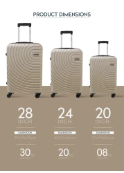 3-Piece Hard side ABS Luggage Trolley Set 20/24/28 Inch Pink