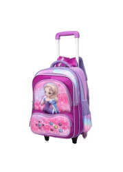 Baby Backpack 3Pcs For Baby Girls 1 lunch 1 Pencil Box And 1 Bag With Adjustable Strap For School 2 Wheels 12 Inch