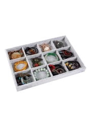 Stackable 12 grid Grey Velvet Jewelry Tray Showcase Removable Display Storage Box for Girls Women