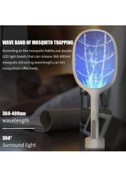 Doreen 650mAh USB Rechargeable Mosquito Bat Bug Zapper 3000Volt Indoor & Outdoor Electric Fly Swatter Racket&Lamp 2 in 1 for Home Bedroom Kitchen Office Backyard Patio（LH087A）