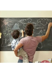 Generic Chalkboard Contact Paper Large Removable Self Adhesive Blackboard Wall Stickers For Kids With 5 Colored Chalk 17.8''78.7'' 17.7" X 78.7" Black 43528-19326