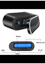 WiFi Camera 1080p Motion Detection Digital Table Clock Portable Rechargeable Night Vision 64GB Support