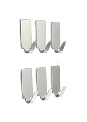Generic - 6PCS Self Adhesive Home Kitchen Wall Door Stainless Steel Holder Hook Hanger