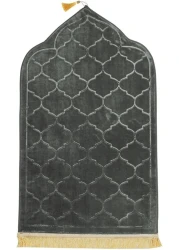 Embossed Dome Style Prayer Mat Grey Anti-Slip Velvet Top Islamic Prayer Mat New Design Sajadah Padded Prayer Rug for Men Women Eid Gift Ramadan 70x110 cm