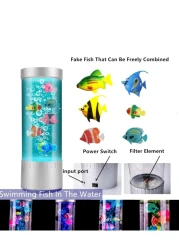 Bubble Fish Lava Lamp Mini LED With Multi Color Changing Aquarium Light with Remote Control Fake Fish Tank Night Light for Home Office Living Room Decor Gifts for Men Women Kids