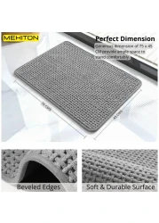 MEKITON - Premium Bathroom and Door Mat - Super Absorbent, Non-Slip, Quick Drying, Soft Plush Surface, Ideal for Entryways, Kitchens, and Bathrooms - 75 x 45 cms (Gray)