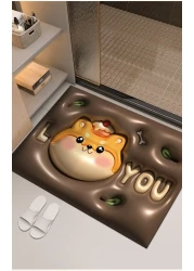 Diatom Mud Anti Slip 3D Bathroom Mat Stylish &amp; Super Absorbent With Soft Material (45X70)