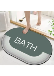 سجادة حمام دياتوم طين مضادة للانزلاق بتصميم مطبوع أنيق وفائق الامتصاص مع مادة ناعمة (50X80)