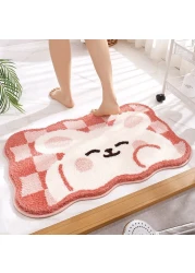 Cute Cartoon Bathroom Rug Shower Room Microfiber Rug Non-slip Absorbent Foot Mat Plush Bathroom Door Mat Soft Rug (50x80cm)