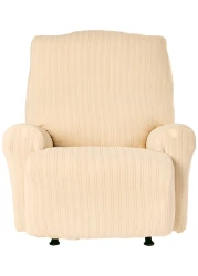 SureFit SF39058 Stretch Pinstripe Recliner Slipcover One Piece Form Fit 94 Polyester 6 Spandex Machine Washable Cream