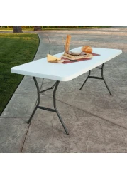 Generic Class Dn-Bm0 Heavy Duty Folding Table Centerfold, Ideal For Crafts, Outdoor Events, Convenient Carry Handle, 6-Feet, White - Cldnbm09, 180*70 cm