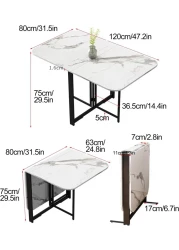 Generic Modern Folding Dining Table, Extendable Drop Leaf Folding Table, Multifunction Expandable, Steel Frame Structure, Easily Bear 400 Kg/881 Lb, Grey