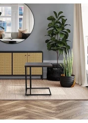 Panax C Shaped End Table, Side Table for Couch and Bed, Small Side Table for Small Spaces, Living Room, Bedroom, Rustic Snack Table (Rustic Brown)