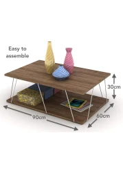 HomeCanvas Tars Modern Coffee Table for Living Room, Easy Assembly - Walnut-Chrome