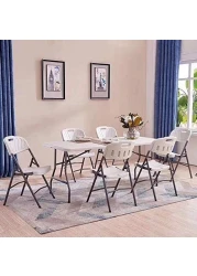 LANNY 1.5m (5ft) Heavy Duty Folding Table Centerfold, Ideal for Crafts, Outdoor Events, 156 * 75cm, White Table