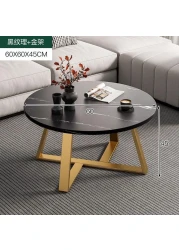 Generic Modern Nesting Coffee Table Set Of 2, Round Accent Table with Faux Marble Pattern Wood Top &amp; Gold Metal Frame for Living Room Office Balcony