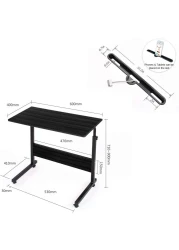 Doreen Mobile Side Table, Adjustable Movable Portable Laptop Computer Stand Desk Worksation With Tablet Slot &amp; Wheels for Bed Sofa 40 * 80cm black（GC1212A）