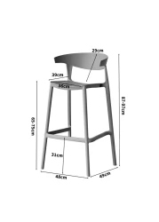 Jeffcoco Furniture Bar Stool, High Bar Chair Leisure Chair Bar Stool Outdoor Chair Home Bar Stool Plastic Chair Outdoor 4 leg High Chair (Grey)