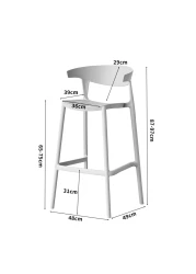 Jeffcoco Furniture Bar Stool, High Bar Chair Leisure Chair Bar Stool Outdoor Chair Home Bar Stool Plastic Chair Outdoor 4 leg High Chair (White)