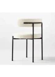 Jeffcoco Furniture Luxurious Modern Dining Chairs - Stainless Steel Leg, Lamb Wool Single Lounge Chair for Hotel, Restaurant, and Office - High-End Living Room Seating (White)