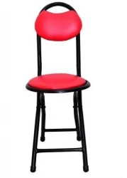 Padded Folding Stool Office Chair with Backrest &ndash; Folding High Chair for Kitchen, Dining, Bar, and Office Use &ndash; Comfortable Seat for Home and Work
