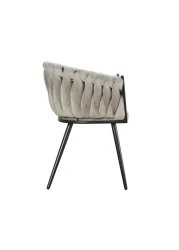 Jeffcoco Furniture Outdoor garden Bistro sofa chair, patio furniture, woven metal frame, sponge seat, Outdoor balcony single Seat chair, Waterproof Brown Beige Chair