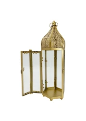 Eid Lantern Candle Holder Gold 12x12x39cm