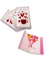 Party Time 4pcs Assorted Greeting Cards, Valentines Day Card, Anniversary Card, Mother's Day Gift, Anniversary Gift - Valentines Day Gift (Hearts &amp; Flowers Designs)