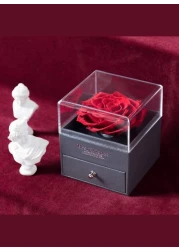 Generic Eternal Rose Gift Box, Handmade Fresh Preserved Rose Gift For Her On Birthday,Christmas,Mother's Day,Valentine's Day (Necklace Not Included)