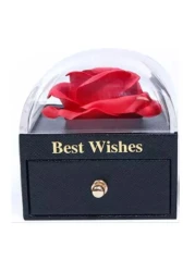 Generic Eternal Rose Gift Box, Handmade Fresh Preserved Rose Gift For Her On Birthday,Christmas,Mother's Day,Valentine's Day (Red) (Necklace Not Included)