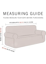 Stretch Fit 4-Seater Sofa Cover Cream Soft Brushed Fabric Couch Cover Full Coverage Furniture Protector Slipcover Four Seater Fits on Standard and Recliner Sofa 235-300cm Size