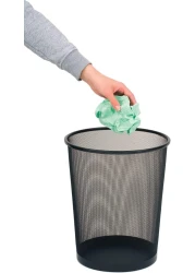AL ARQAM Black Metal Mesh Waste Paper Bin Wastebasket Trash Can Circular Garbage Bin for Office, Living Rooms, Bedrooms