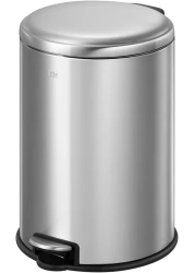 EKO 8L Pedal Bin Serene - Silver Compact Step Round Bin with Soft-Close Lid Fingerprint-Resistant Finish Removable Inner Liner Bag Stabilizer