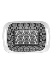 آر كاي صينية متوسطة بتصميم تجريدي 14x9.6 بوصة - أسود