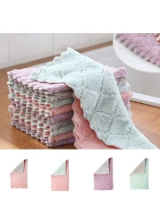 Aiwanto - Household Kitchen Towels Absorbent Dishcloths Coral Velvet Thickened Towels Machine Washable Quick Drying Towels Rags for Home Cleaning (Pack of 10Pcs in Assorted Colors)