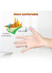 Generic-100 Pcs/Disposable Gloves Thick Powder-Free Rubber Latex Stretchy Gloves Sterile Food Safe Grade for Home Food Laboratory Use (M)