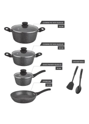 Kitchen Master Non-Stick Forged Cookware Set Black 9 PCS