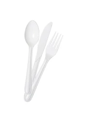 فان غرين تراك طقم أدوات المائدة مصنوع من لب قصب السكر - أبيض 18 قطعة