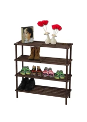 Feelings 4 Layer Wooden Shoe Rack Brwon