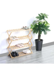 Home Pro 4-Tier Bamboo Shoe Rack Beige