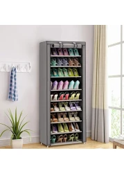 Shoe Rack with Cover, 10 Layer 9 Grids Dustproof Shoe Cabinet Shoe Rack for up to 30 Pairs of Shoes, 58 x 28 x 160 cm