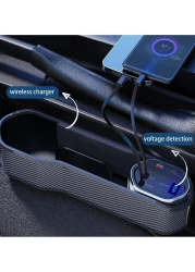 Yeasha,Car Seat Gap Storage Box Storage Box Digital Display Multi Function Super Fast Charging Mobile Phone Charger Comes With 2 Telescopic Data Lines For Charging Suitable For All Car