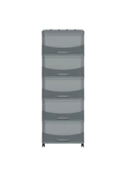 كوزموبلاست سيدارجراين خزانة تخزين 5 طبقات بأدراج وعجلات، رمادي داكن، 50x40x114 سم