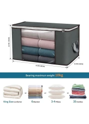 3-Pack Large Clothes Storage Bags Foldable Durable Space Savers with See-Through Window & Carry Handles Multi-Use Organizer Solutions