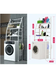 Generic-CK823 3 Tier Bathroom Laundry Washing Machine Shelf Rack White