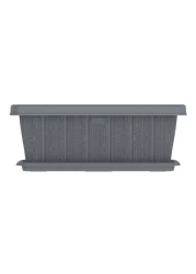 Cosmoplast Cedargrain Rectangular Planter With Tray Grey 18inch