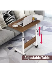 ECVV Mobile Side Table Movable Adjustable Laptop Computer Desk with Wheels Rolling Cart Portable Beside Sofa Couch Bed C-Shaped Dinner Tray Tables End Table for Living Room Bedroom