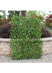 Generic-Simulation Fence Fence Telescopic Fence Fake Flowers Green Leaves Outdoor Garden Fence Wall Guardrail Decorative Leaves Blocking Plants Small fence-small green dill leaf